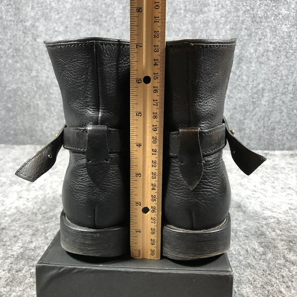 Madewell Ankle Boots‎ Womens 9.5 Black Leather Strap Pull On Low Heel 03827